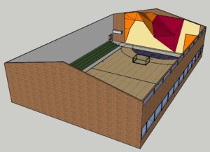 Parete di arrampicata disegnata su Google Sketchup